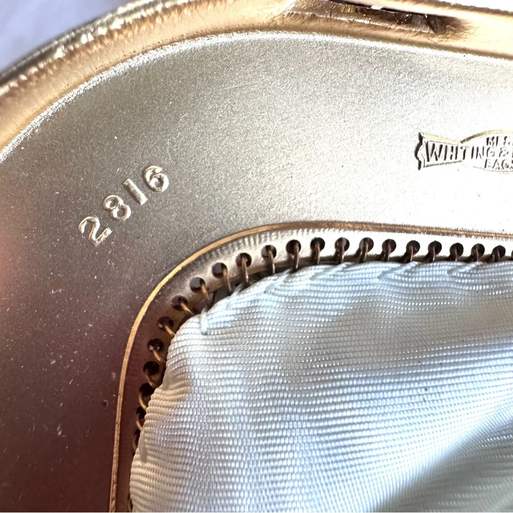 Vintage Whiting & Davis Purse Large Mesh Metal Matte Gold Cream 2816 Lined